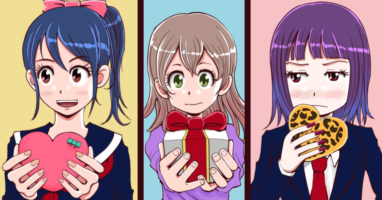 バレンタインチョコを渡す女の子